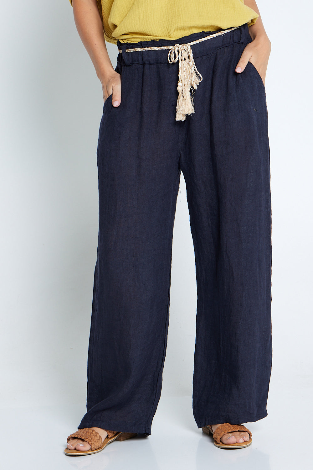 Positano Linen Pants - Navy  La Strada – TULIO Fashion
