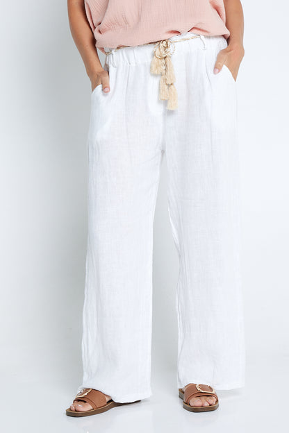 Positano Linen Pants - White