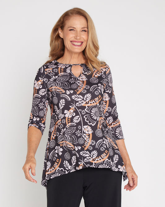 Tahlia Cut-Out Top - Autumn Botanical