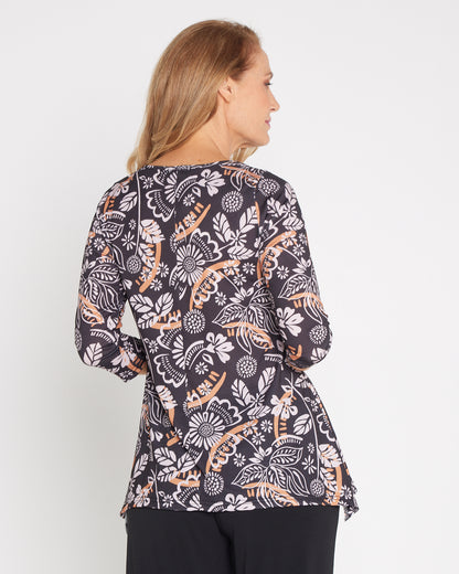 Tahlia Cut-Out Top - Autumn Botanical