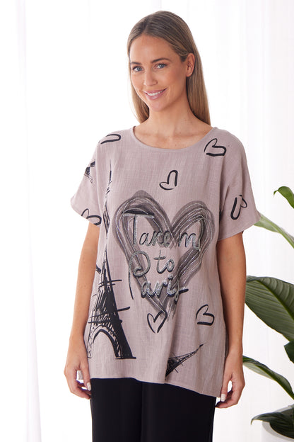 Take Me To Paris Top - Mushroom
