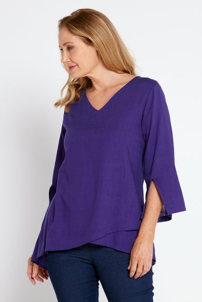 Talia Linen Top - Purple