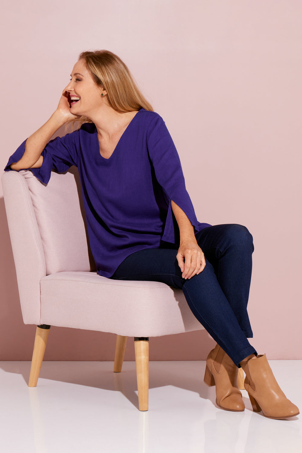 Talia Linen Top - Purple