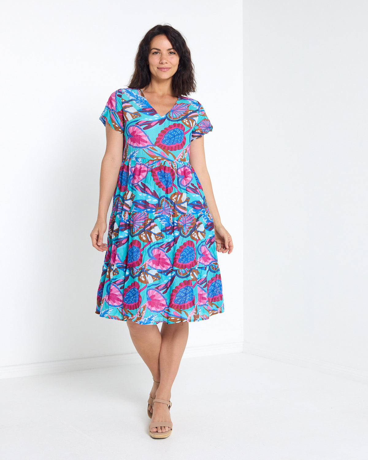 Thalia Tiered Dress - Island Bloom