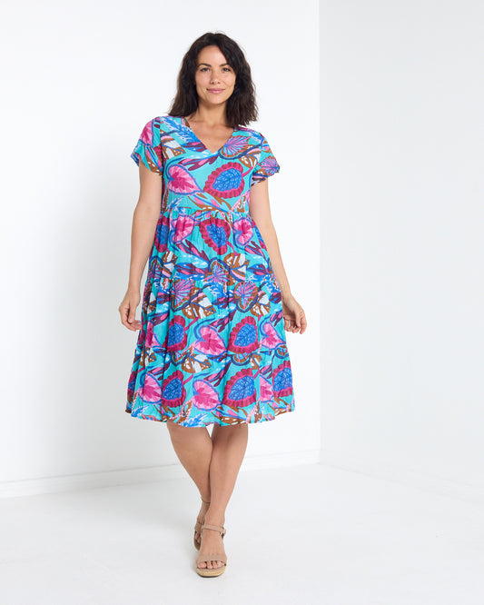 Thalia Tiered Dress - Island Bloom