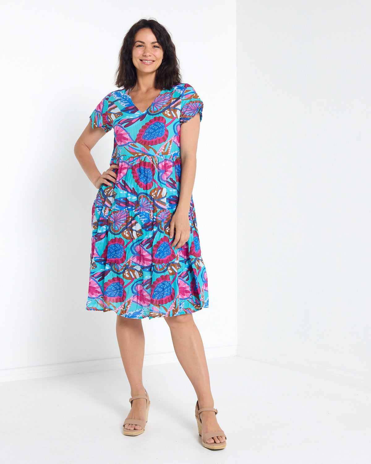 Thalia Tiered Dress - Island Bloom