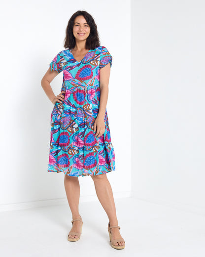Thalia Tiered Dress - Island Bloom