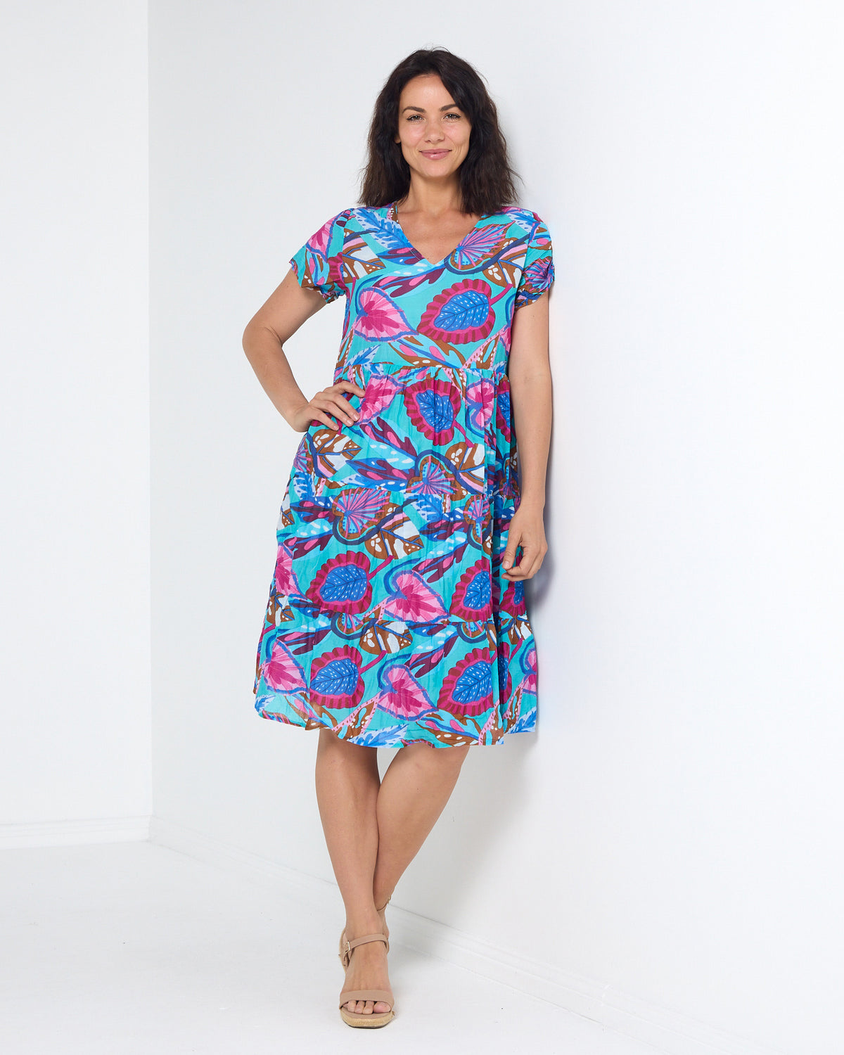 Thalia Tiered Dress - Island Bloom