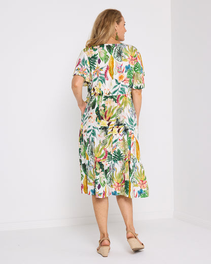 Tamblyn Dress - Frangipani Tropical