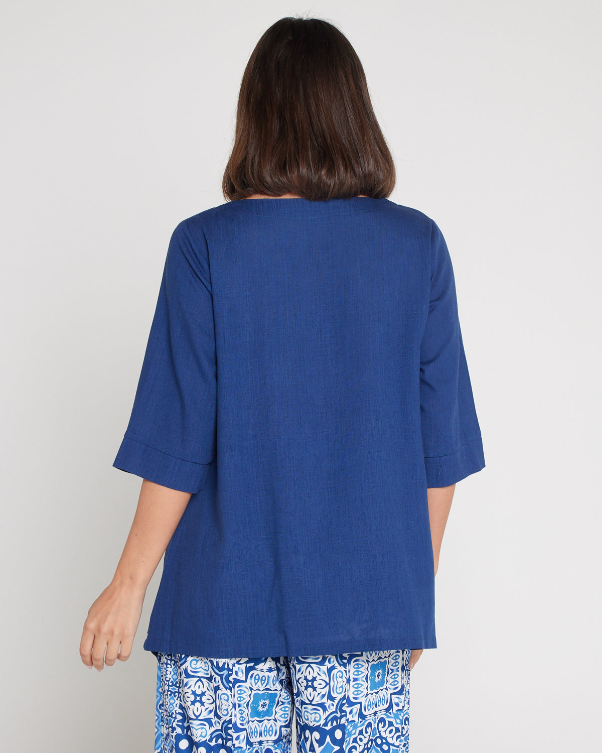Esther Linen Top - Denim Blue