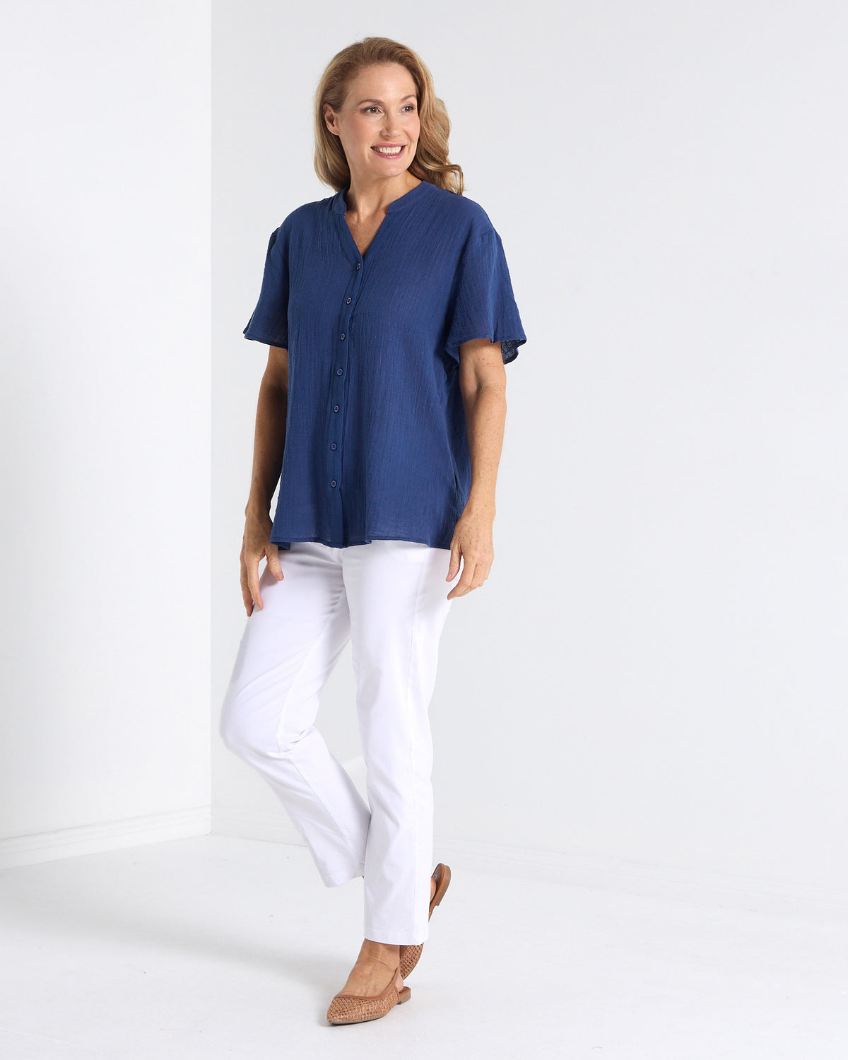 Rebecca Nehru Shirt - Navy