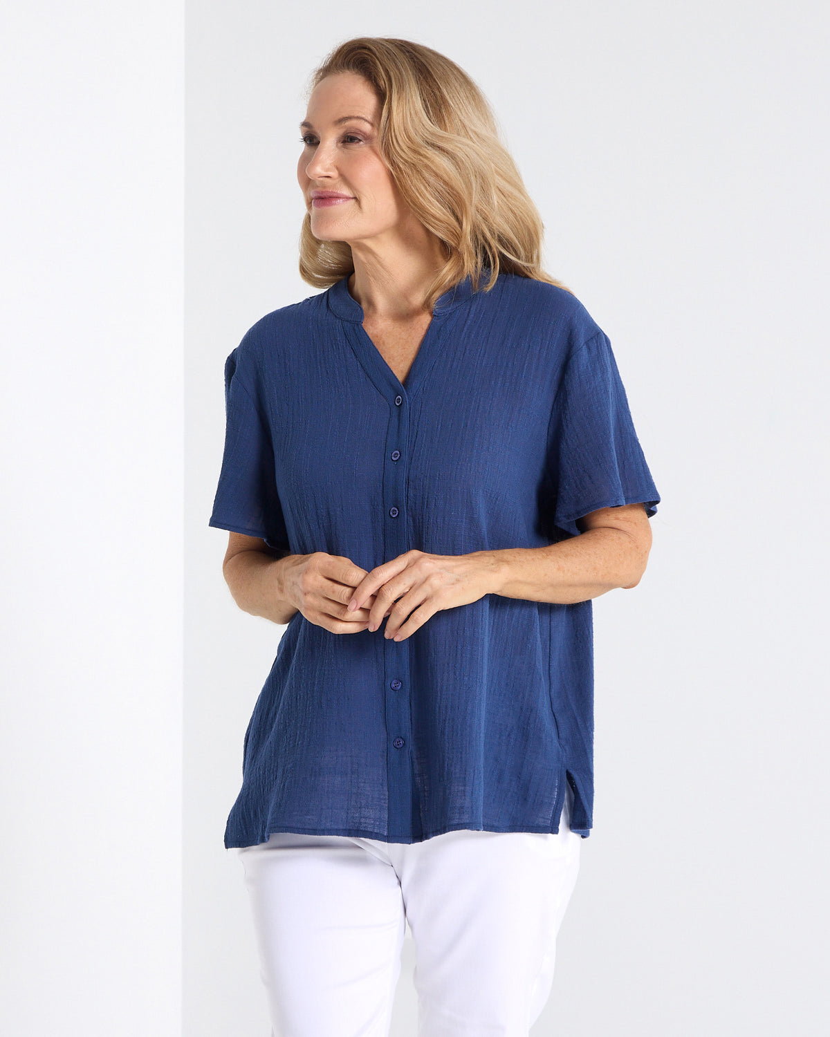 Rebecca Nehru Shirt - Navy