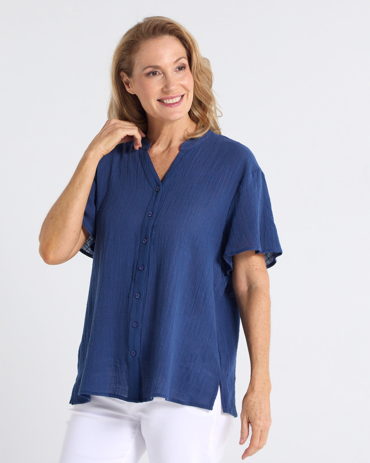 Rebecca Nehru Shirt - Navy