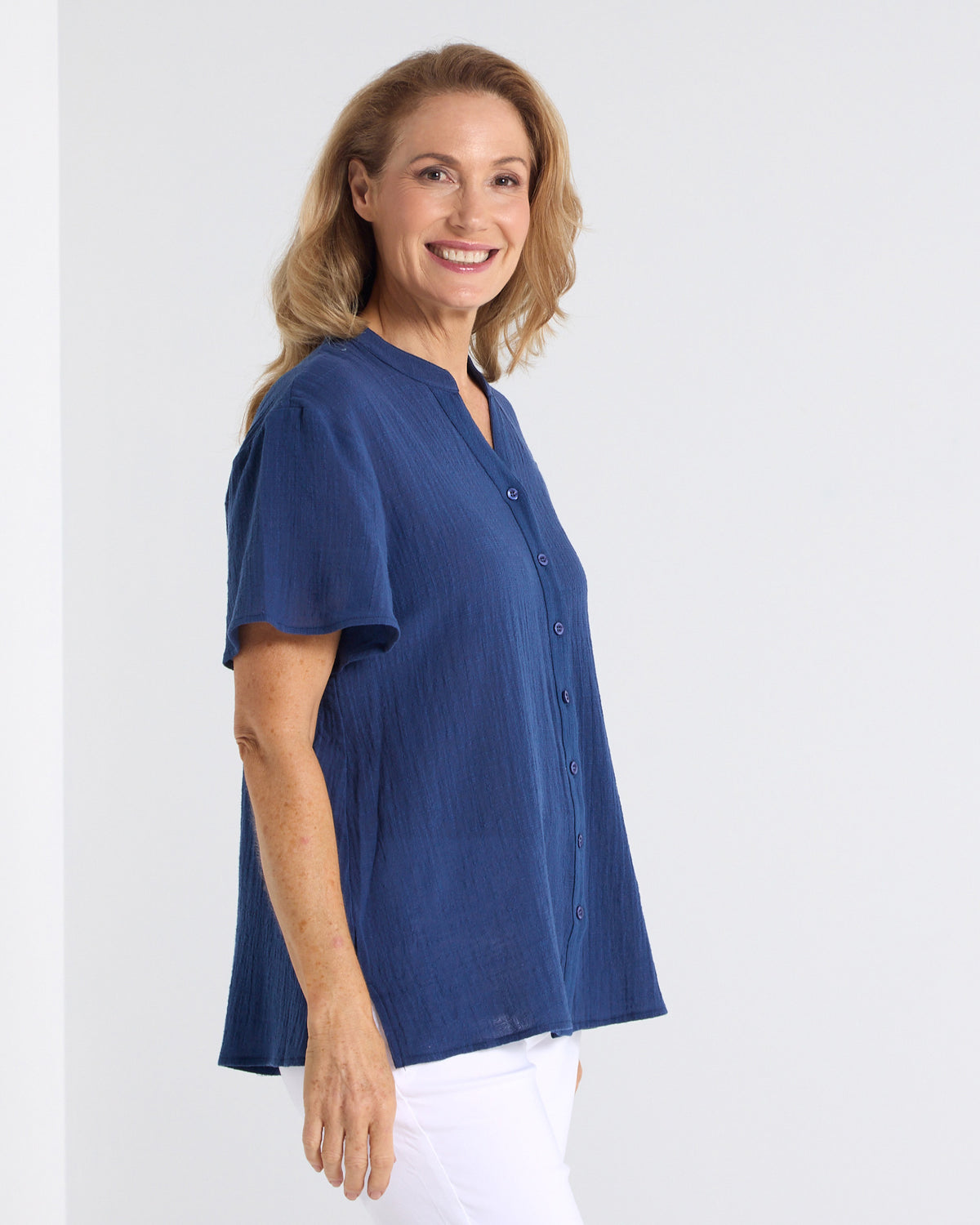 Rebecca Nehru Shirt - Navy