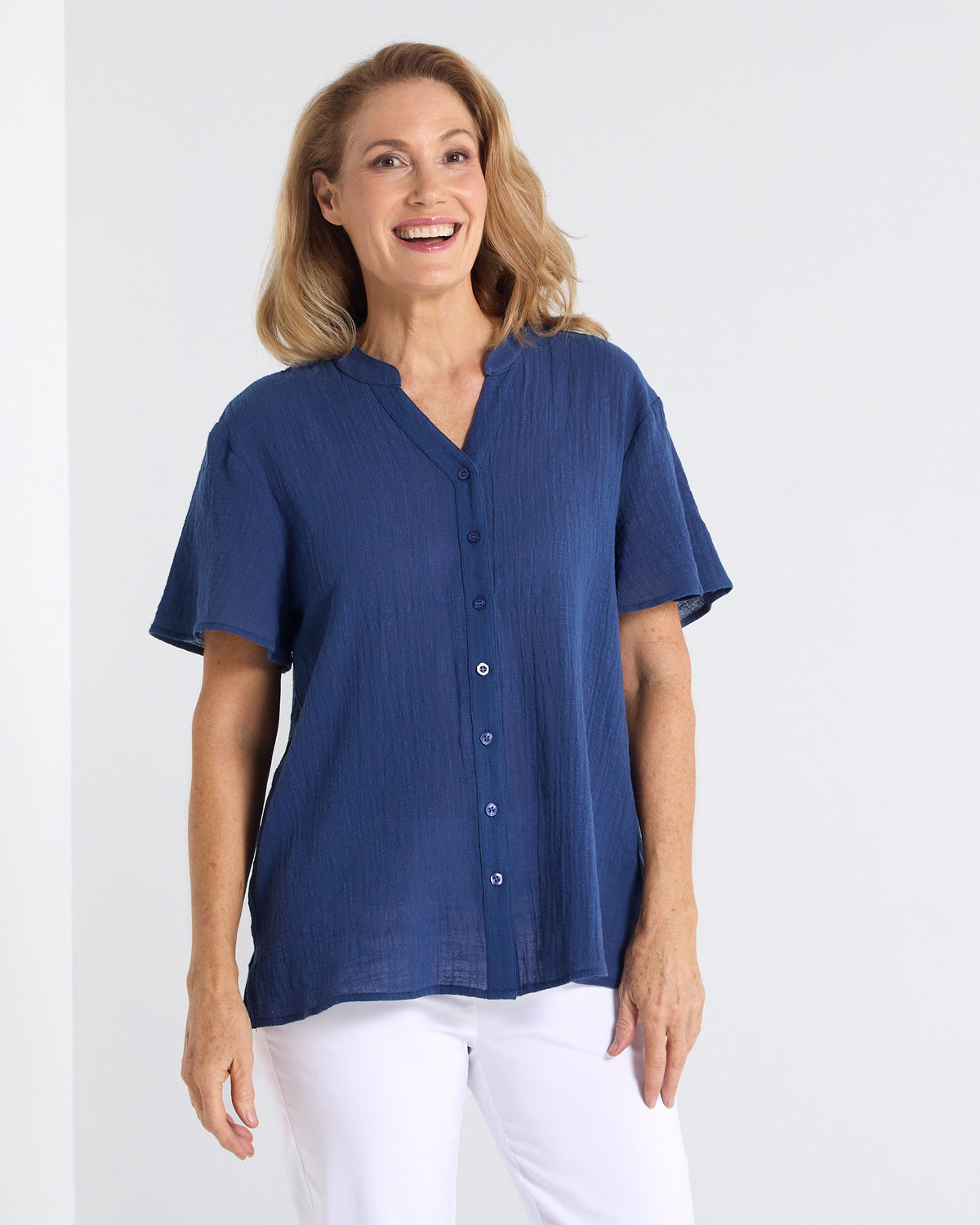 Rebecca Nehru Shirt - Navy