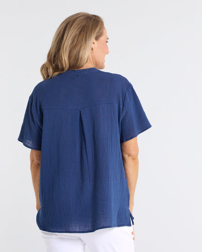 Rebecca Nehru Shirt - Navy