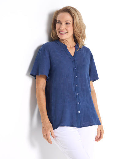 Rebecca Nehru Shirt - Navy
