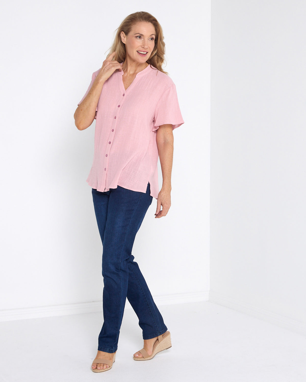 Rebecca Nehru Shirt - Rose