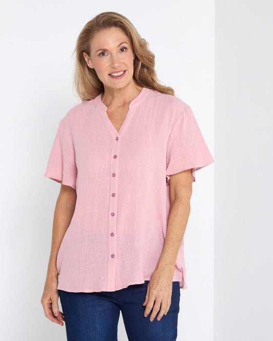 Rebecca Nehru Shirt - Rose