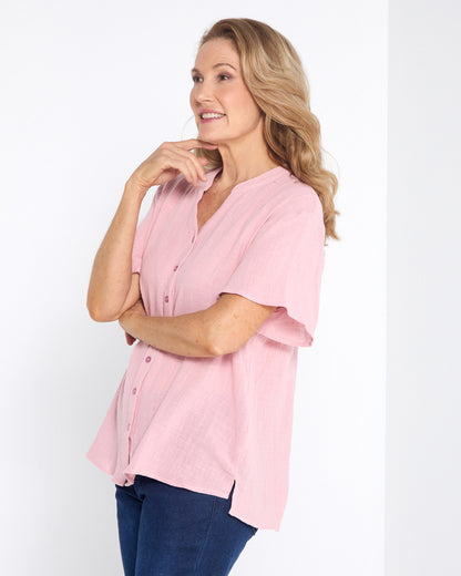 Rebecca Nehru Shirt - Rose