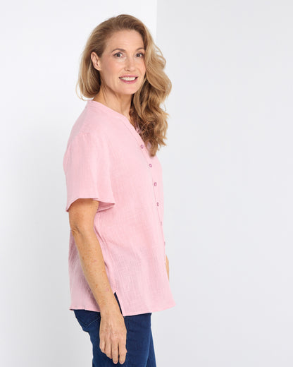 Rebecca Nehru Shirt - Rose