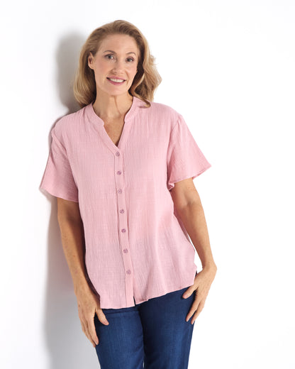 Rebecca Nehru Shirt - Rose