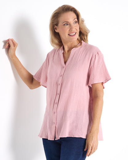 Rebecca Nehru Shirt - Rose