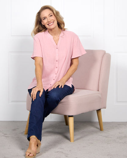 Rebecca Nehru Shirt - Rose