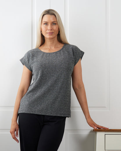 Tarin Luxe Lurex Top - Silver/Black
