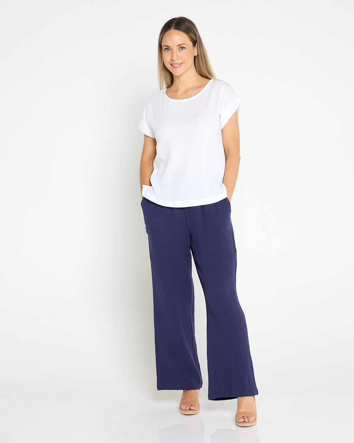 Bonded Cheesecloth Pant - Navy