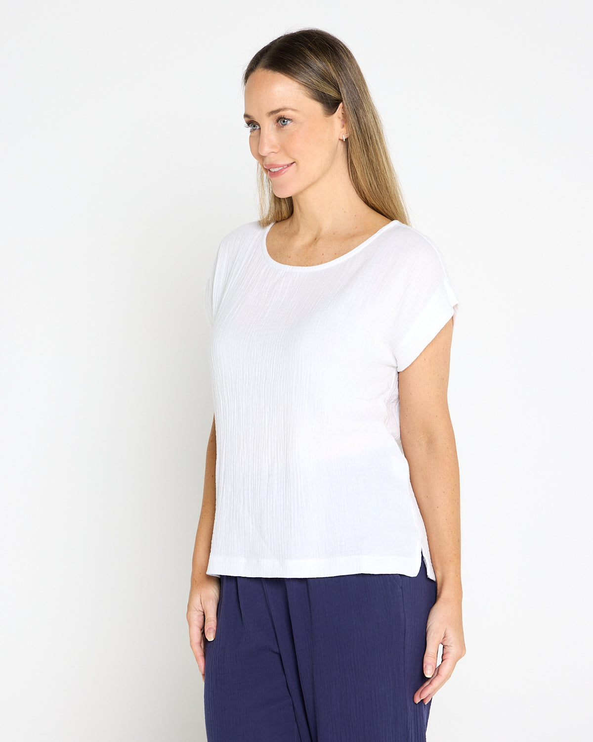 Tarin Cotton Cheesecloth Top - White