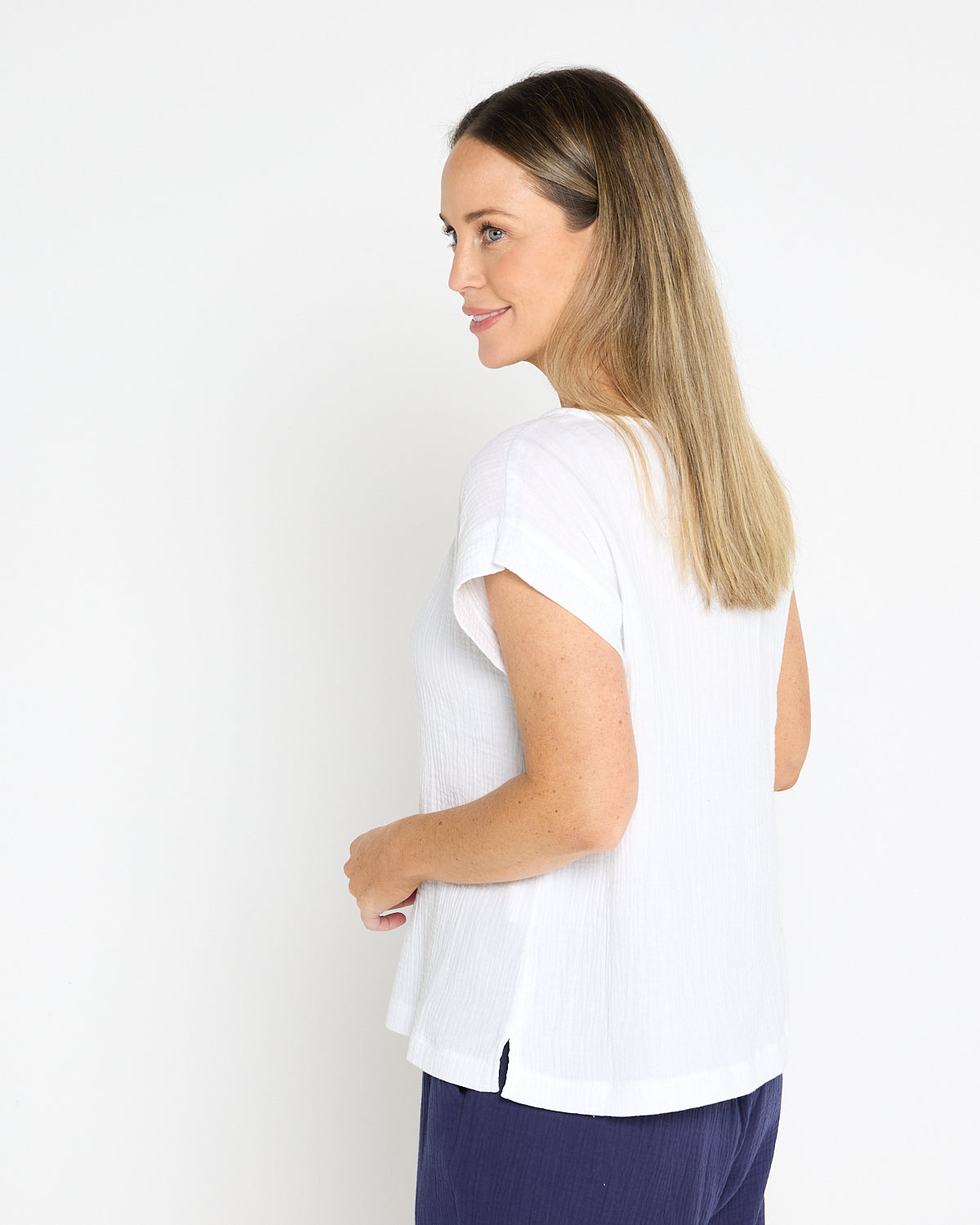 Tarin Cotton Cheesecloth Top - White