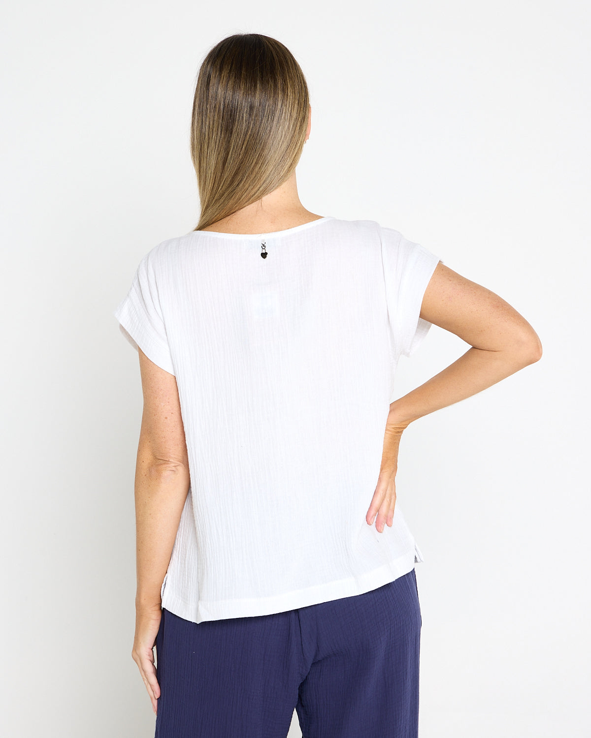 Tarin Cotton Cheesecloth Top - White