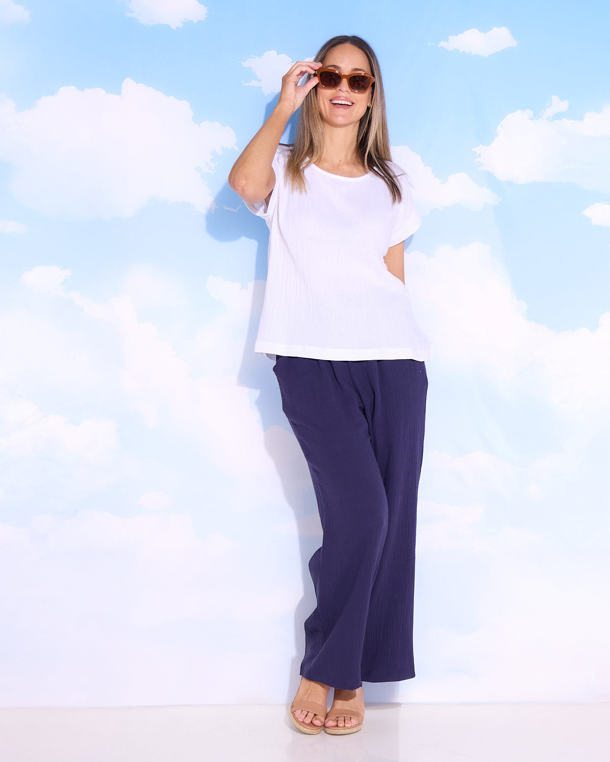 Bonded Cheesecloth Pant - Navy
