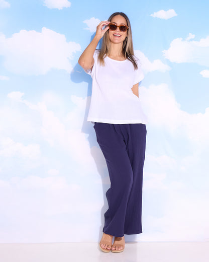 Bonded Cheesecloth Pant - Navy