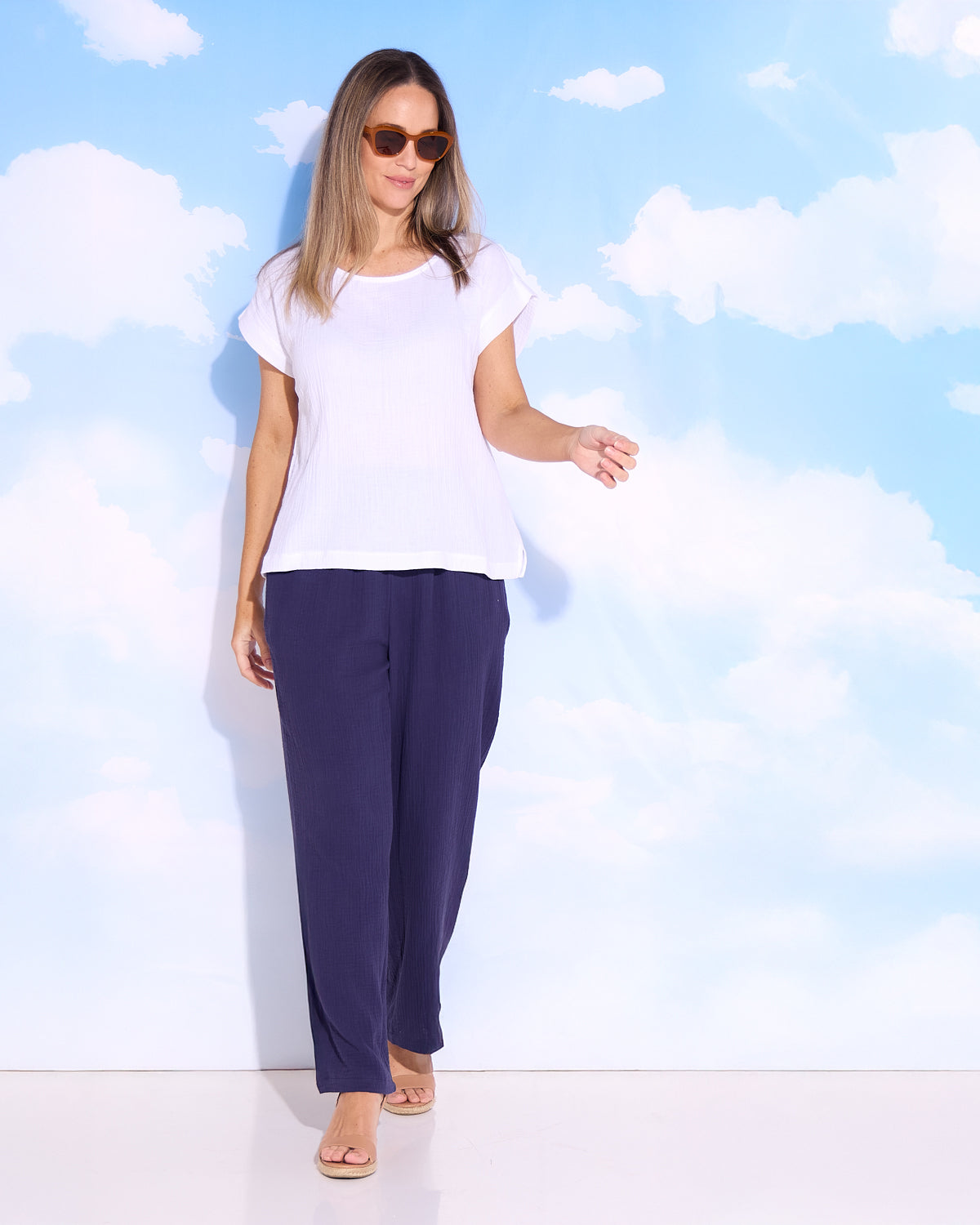 Tarin Cotton Cheesecloth Top - White