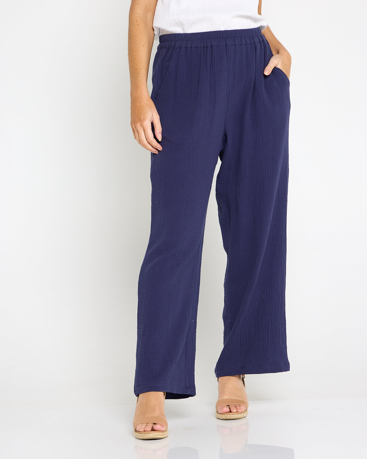 Bonded Cheesecloth Pant - Navy