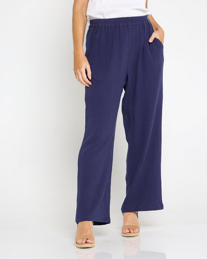 Bonded Cheesecloth Pant - Navy