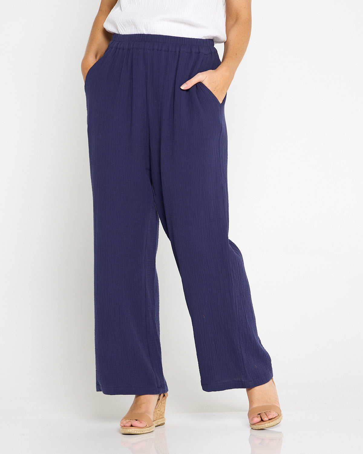 Bonded Cheesecloth Pant - Navy