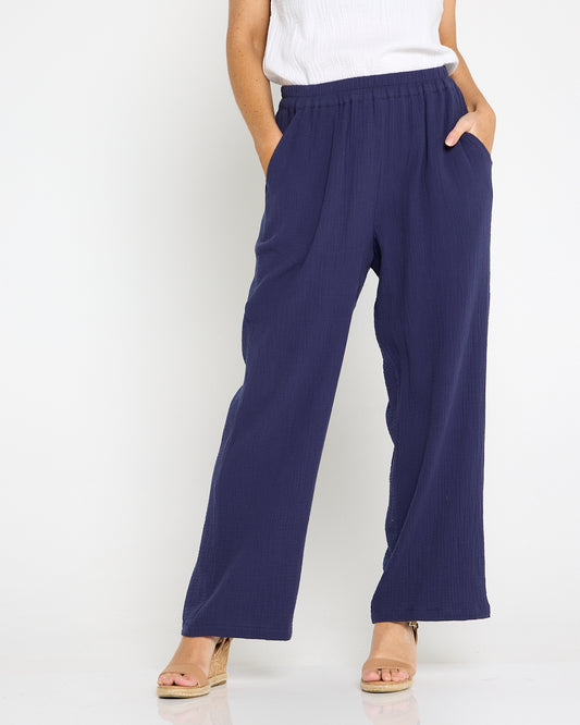 Bonded Cheesecloth Pant - Navy
