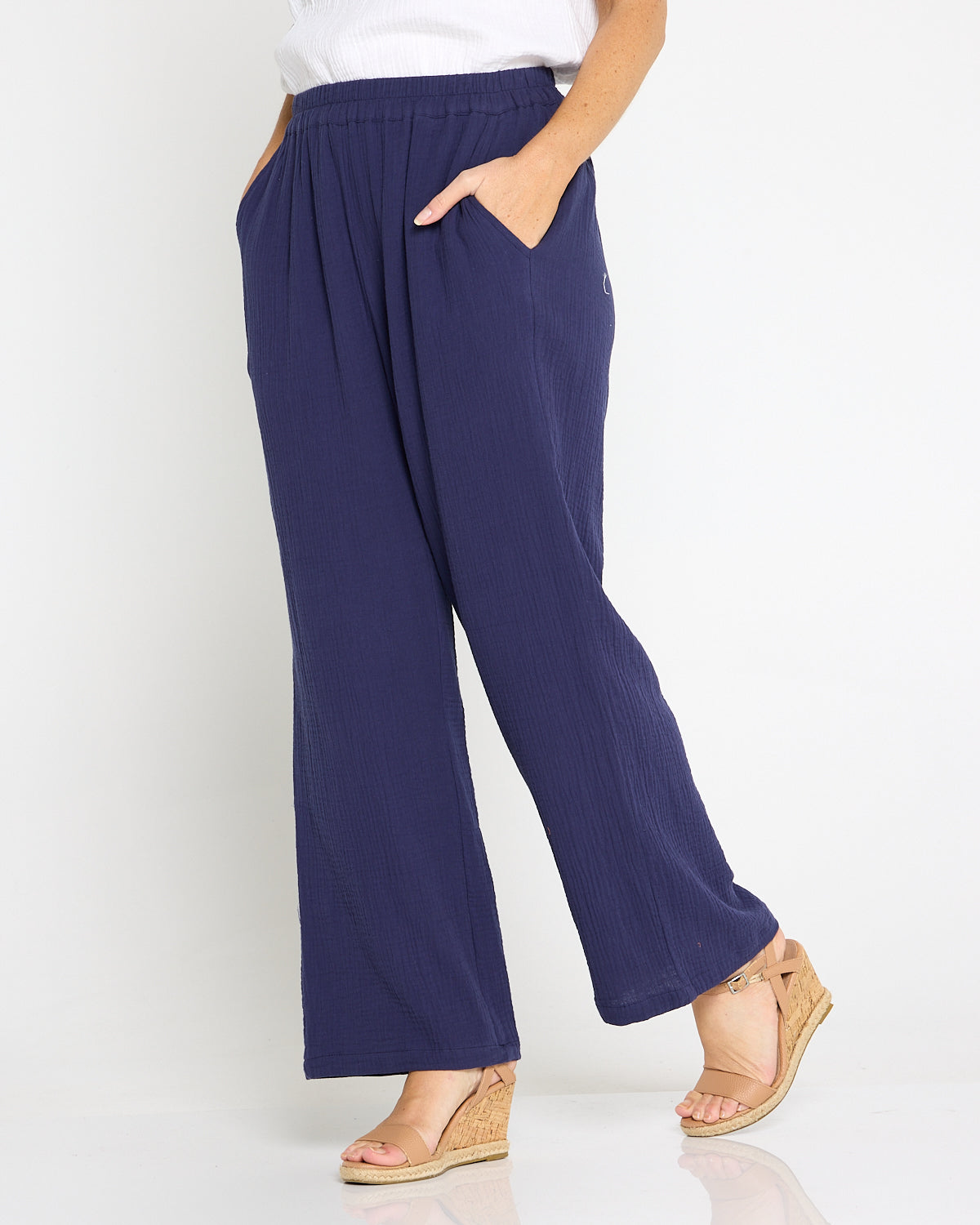 Bonded Cheesecloth Pant - Navy