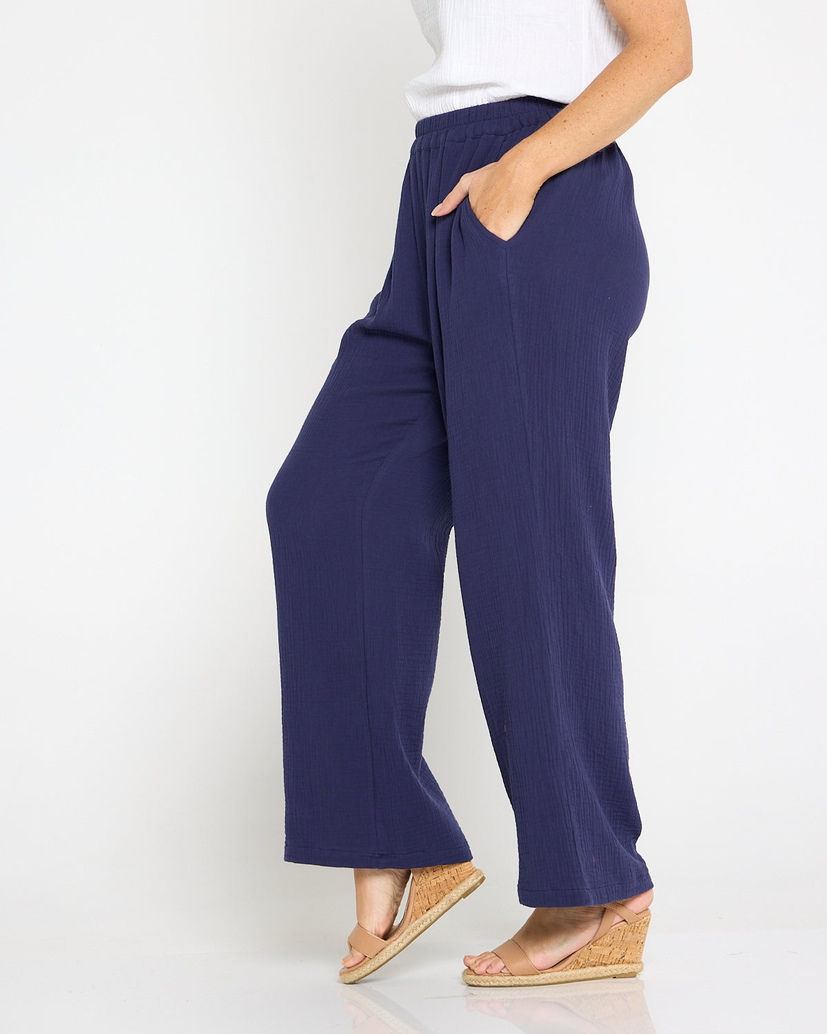 Bonded Cheesecloth Pant - Navy