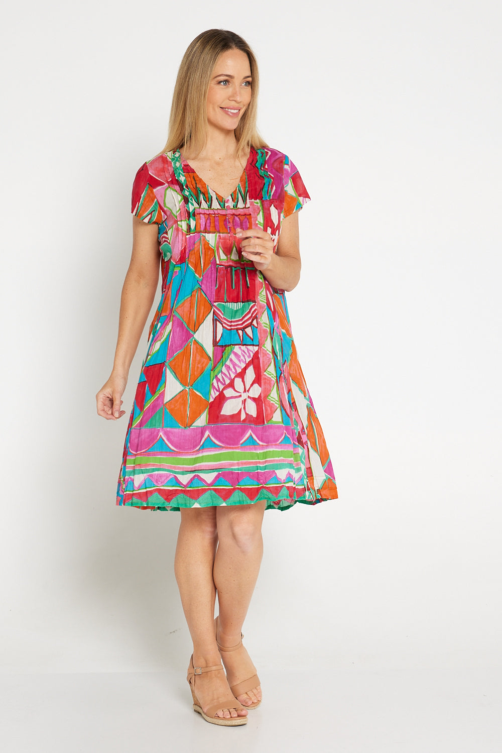 Tauber Easy Fit Dress - Red Print | Orientique Clothing Online – TULIO ...