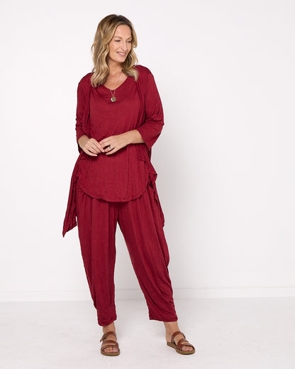 Teegan Crush Cardigan - Burgundy