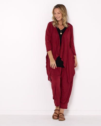 Teegan Crush Cardigan - Burgundy