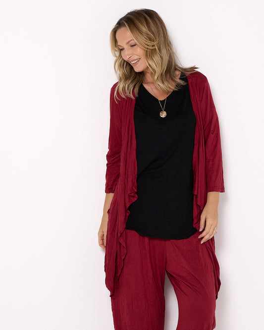 Teegan Crush Cardigan - Burgundy