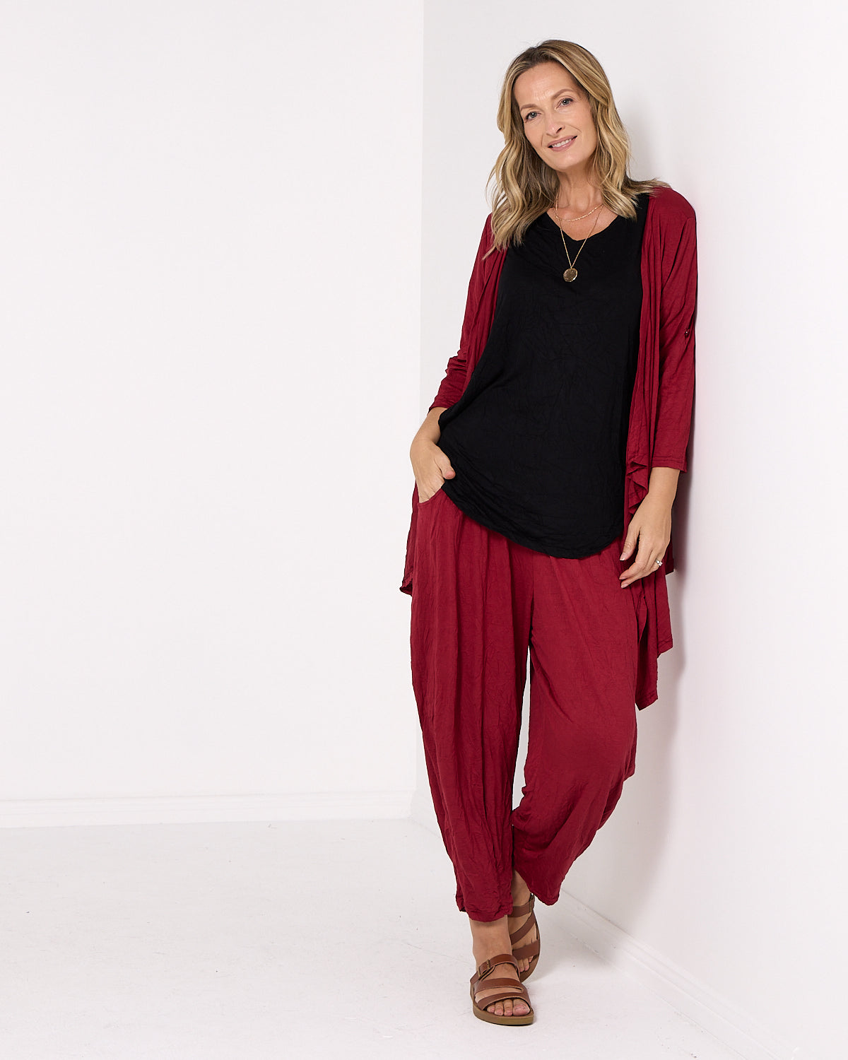 Teegan Crush Cardigan - Burgundy