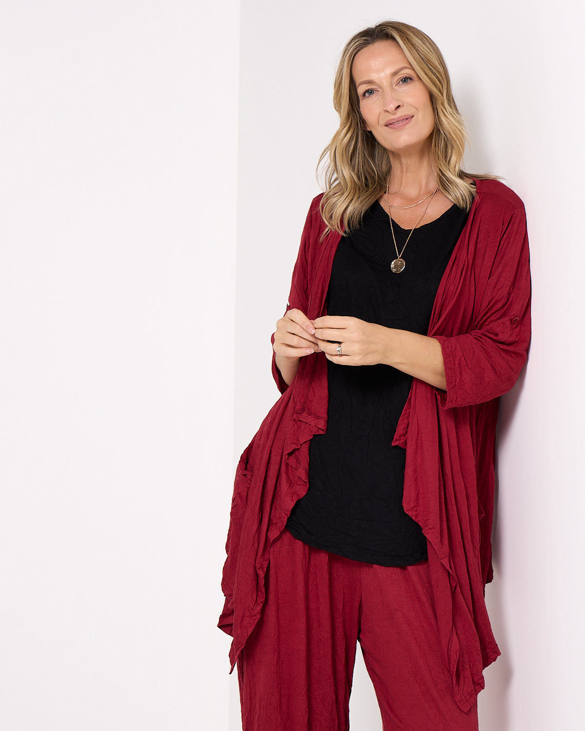 Teegan Crush Cardigan - Burgundy