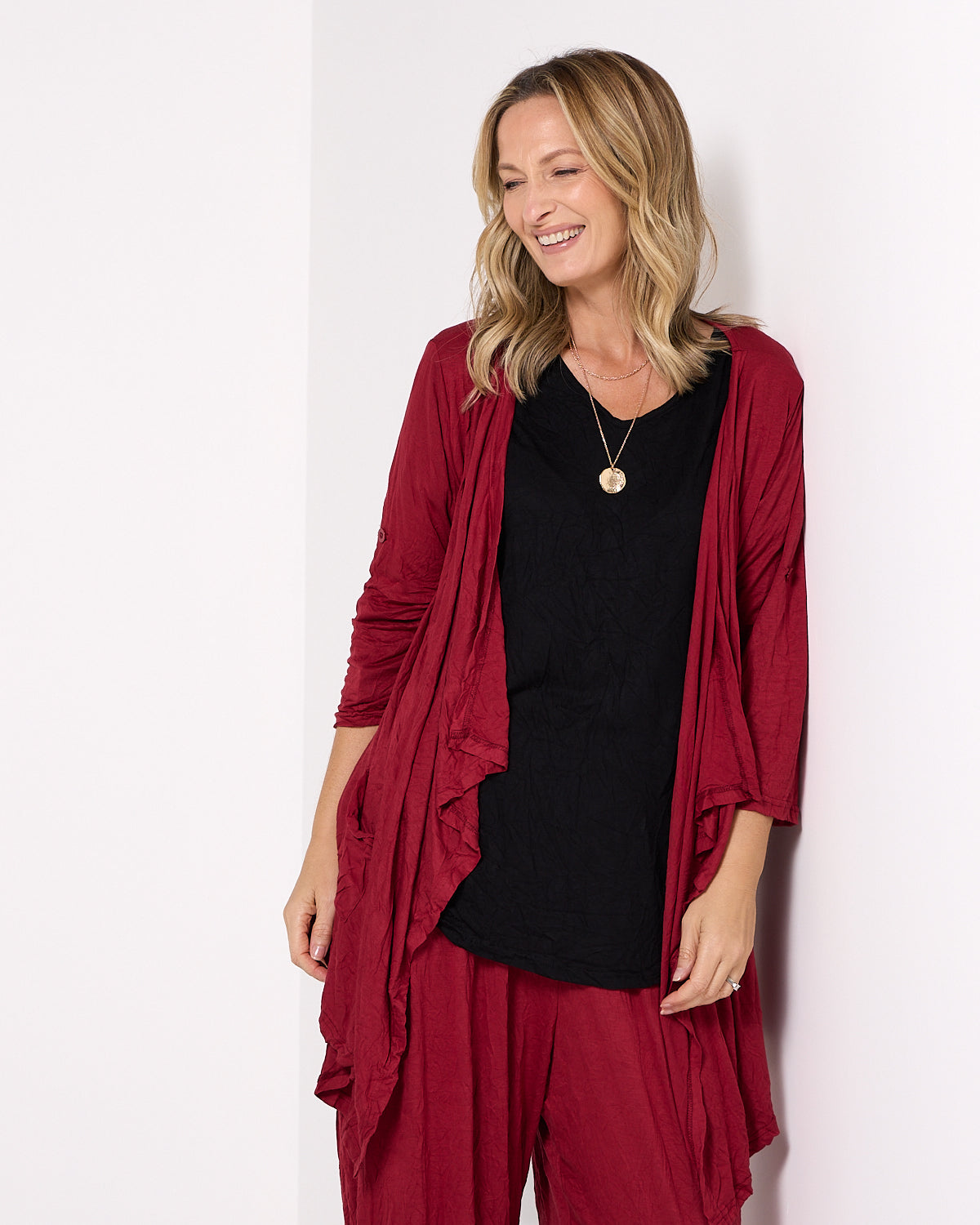 Teegan Crush Cardigan - Burgundy