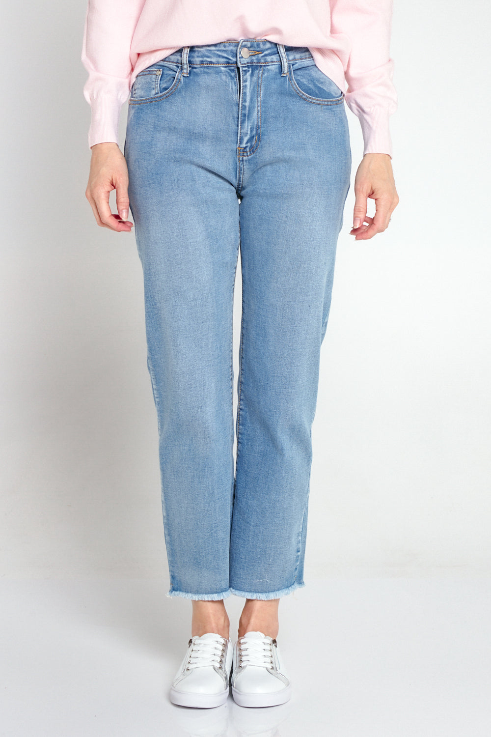 Tegan Cropped Jeans Light Wash Denim TULIO Fashion